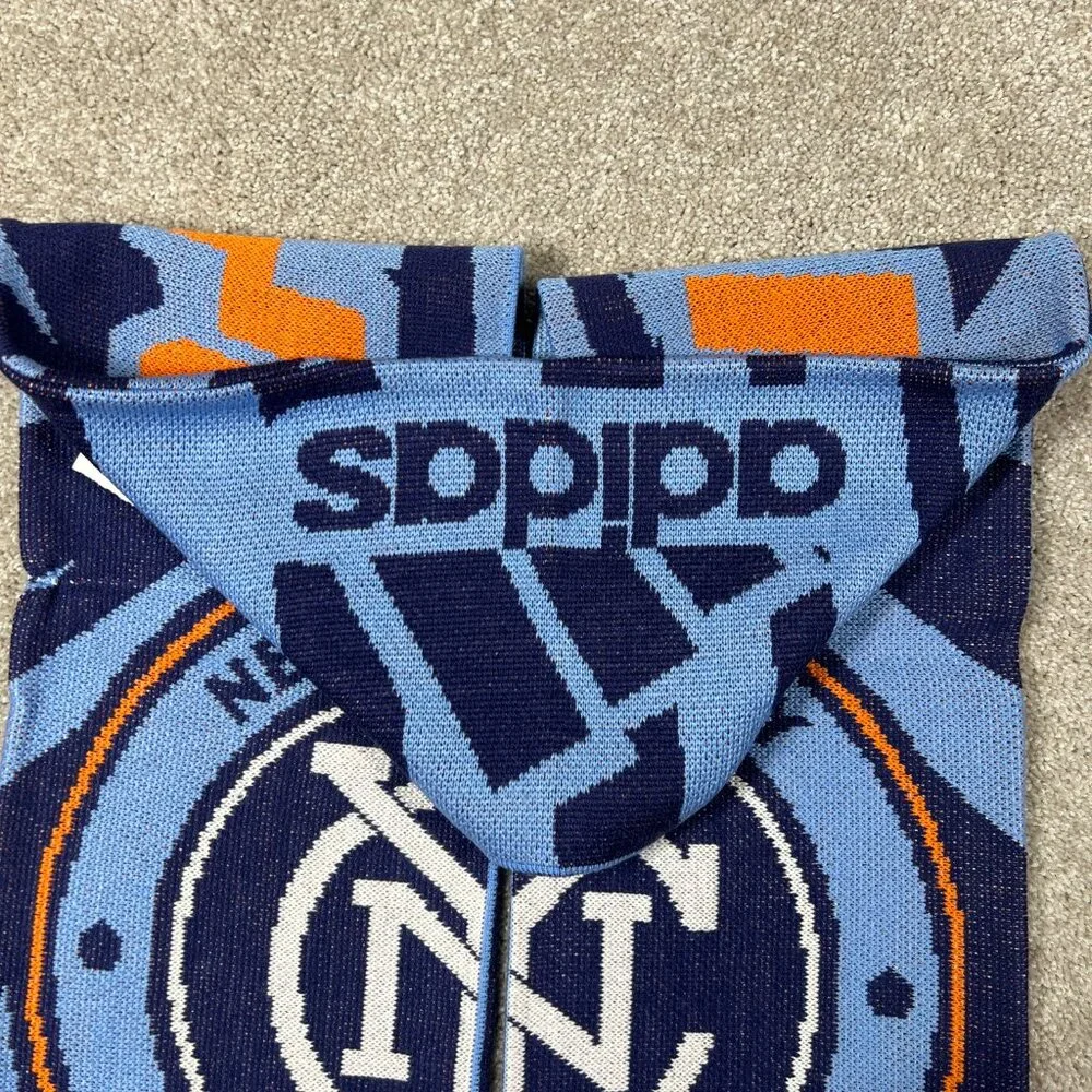 Adidas Unisex OSFA Blue Orange Winter‎ Fringe New York City FC MLS Scarf NWT